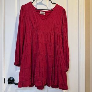 Urban Outfitters Long Sleeve Burgundy Baby Doll Dress Size M